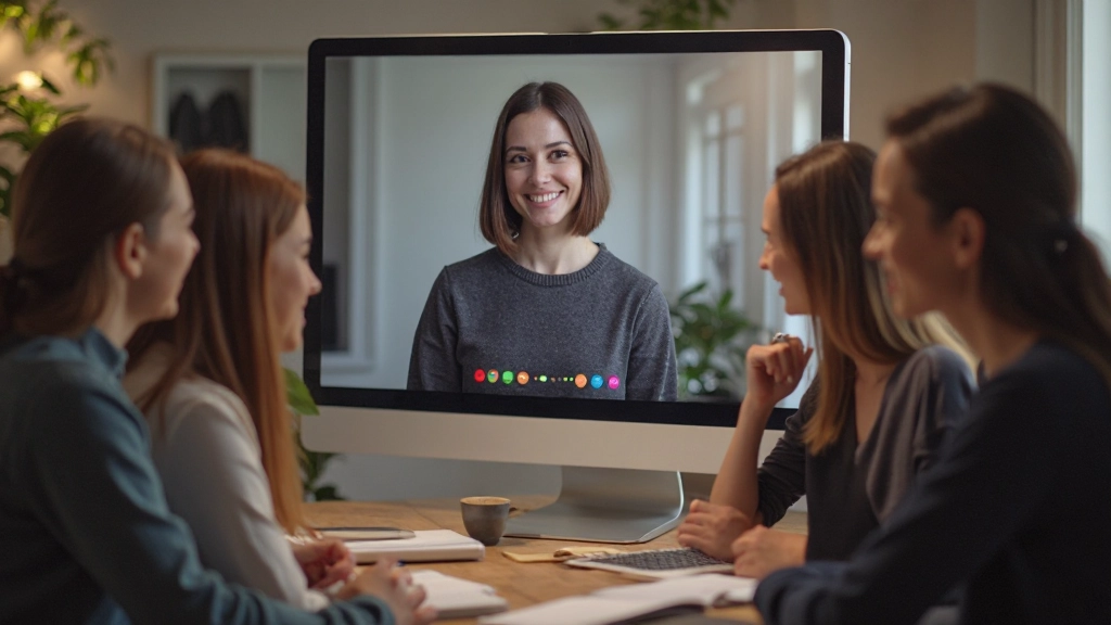 Diverse groep volwassenen in online Nederlandse taalles met enthousiaste docent