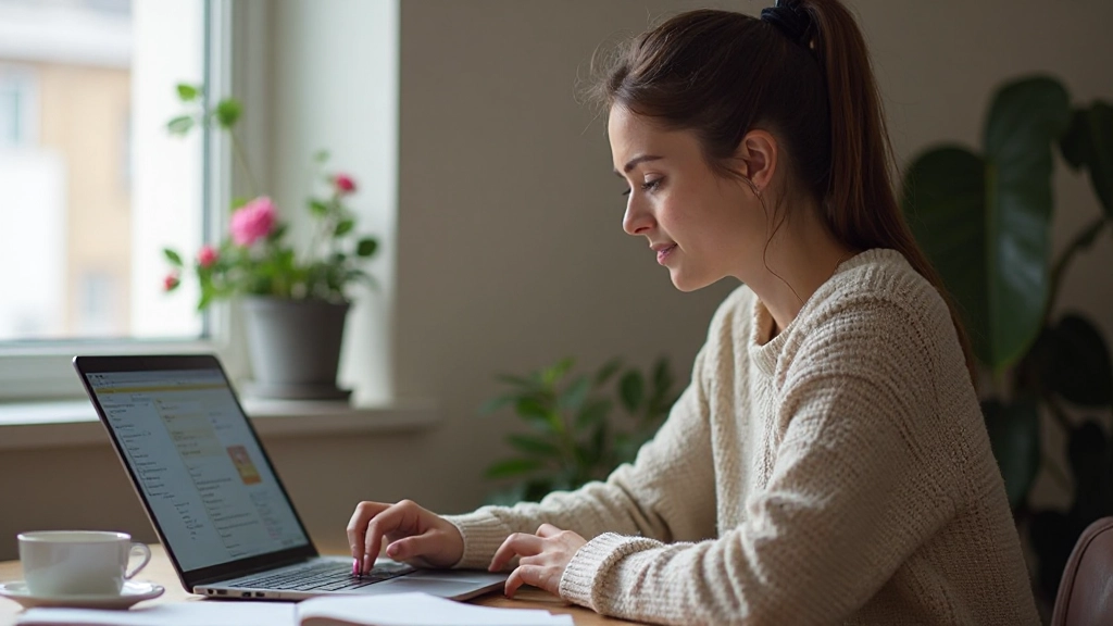 Volwassene werkt aan Nederlands taalvaardigheden met interactieve applicatie op laptop