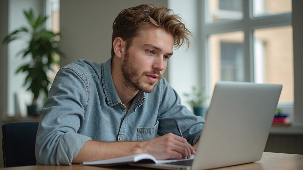 Student neemt aantekeningen tijdens interactieve online les met docent